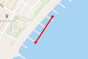 A map showing the Felixstowe Beach (Pier to Orford Road) beach stretch plotted on it