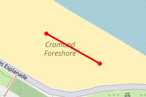 A map showing the Cramond (Silverknowes Esplanade) beach stretch plotted on it