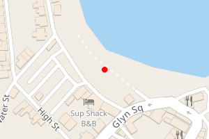 A map showing the Dolau Beach beach stretch plotted on it