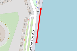 A map showing the Harwich beach beach stretch plotted on it