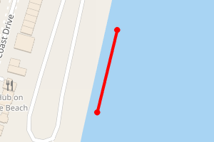 A map showing the Greatstone Beach beach stretch plotted on it