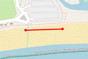 A map showing the Budleigh Salterton: Lime Kiln beach stretch plotted on it