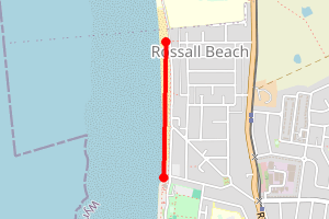 A map showing the Rossall Beach (Cleveleys) beach stretch plotted on it