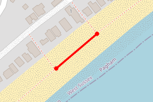 A map showing the Pagham Beach beach stretch plotted on it