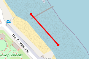 A map showing the Withernsea, pier towers beach stretch plotted on it