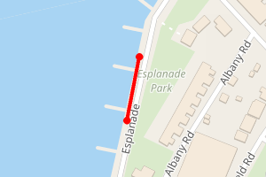 A map showing the East Cowes Esplanade beach stretch plotted on it