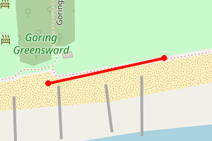 A map showing the Goring Greensward beach stretch plotted on it