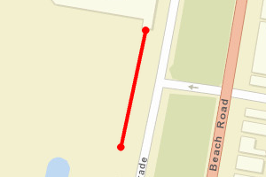 A map showing the Weston-super-Mare beach - south of Tropicana beach stretch plotted on it