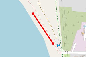 A map showing the Hayling Island Beach Billy Trail behind Esso Station beach stretch plotted on it