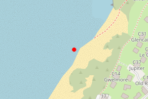 A map showing the Hayle Towans beach stretch plotted on it