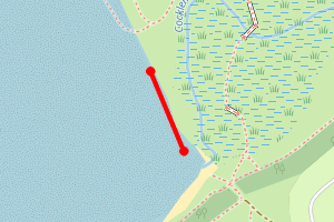 A map showing the Ruddon's Point/Cocklemill Burn beach stretch plotted on it