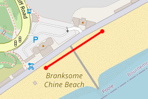 A map showing the Branksome Chine beach stretch plotted on it