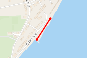 A map showing the Walton on the Naze - East Terrace beach stretch plotted on it