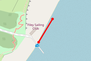 A map showing the Filey beach stretch plotted on it