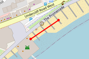 A map showing the Felixstowe Pier Heading North beach stretch plotted on it