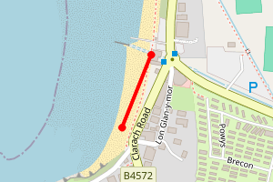A map showing the Borth beach stretch plotted on it