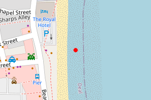 A map showing the Deal beach stretch plotted on it